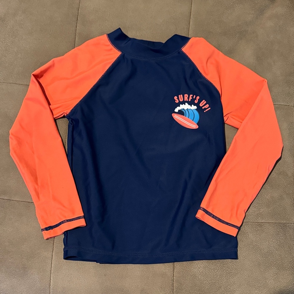 Carter's Navy and Coral Surf's Up Long-Sleeve Rash Guard
